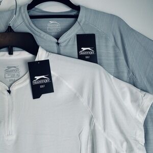 Slazenger Lot of 2 Women's Performance Golf Zip Up Polo White & Gray Size XL